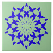 Keramische Tegel, een elegant blauw & groen ontwer Tegeltje (Voorkant)