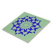 Keramische Tegel, een elegant blauw & groen ontwer Tegeltje (Zijkant)