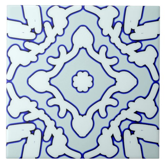 Keramische Tegel, een elegant blauwgroen klassiek  Tegeltje (Voorkant)