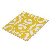 Keramische Tegel, een elegant geel & wit ontwerp Tegeltje (Zijkant)