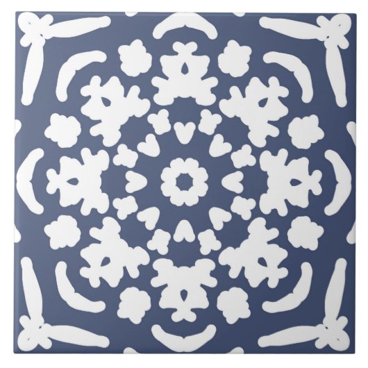 Keramische Tegel, een elegant grijs & wit design C Tegeltje (Voorkant)