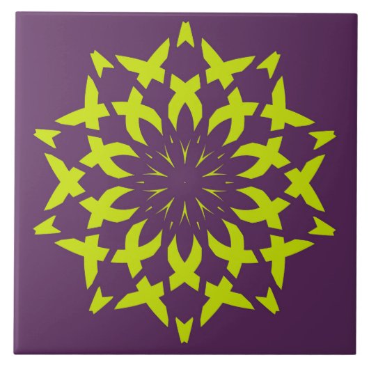 Keramische Tegel, een elegant kastanjebruin & groe Tegeltje (Voorkant)