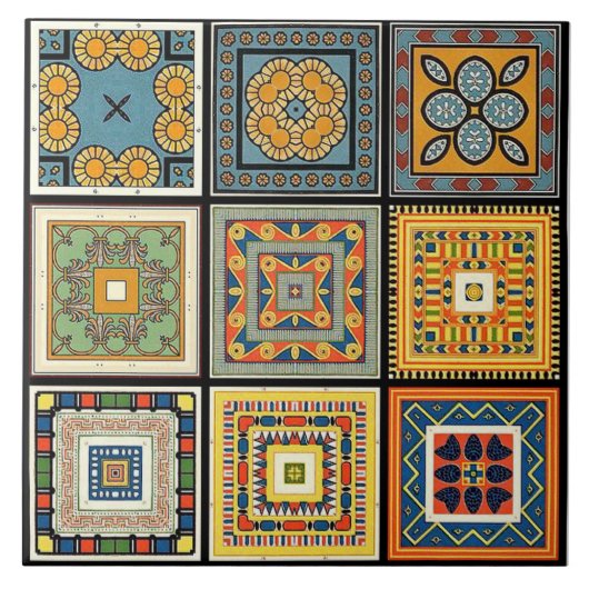 Keramische tegel - Egyptische patronen Tegeltje (Voorkant)