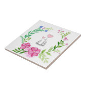 Keramische Tegel Elephant Love Floral Tegeltje (Zijkant)