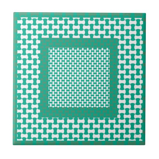 Keramische tegel, Emerald Green Geometric Pattern Tegeltje (Voorkant)