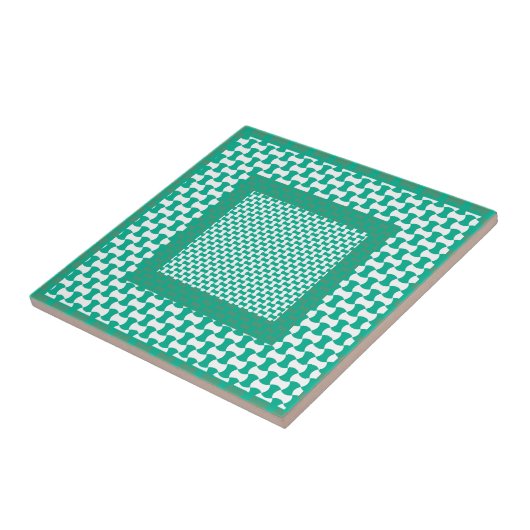 Keramische tegel, Emerald Green Geometric Pattern Tegeltje (Zijkant)