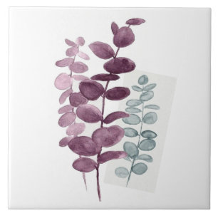 Keramische tegel-Eucalyptus Aquarellen Indigo/Groe Tegeltje