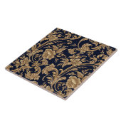 Keramische tegel - Floral Blue Beige Tegeltje (Zijkant)