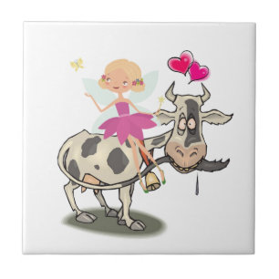 Keramische Tegel Floral Koe Melk Roos Tegeltje