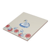Keramische Tegel Floral Swan Beige Tegeltje (Zijkant)