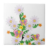 Keramische Tegel Floral, vlinder Tegeltje (Voorkant)