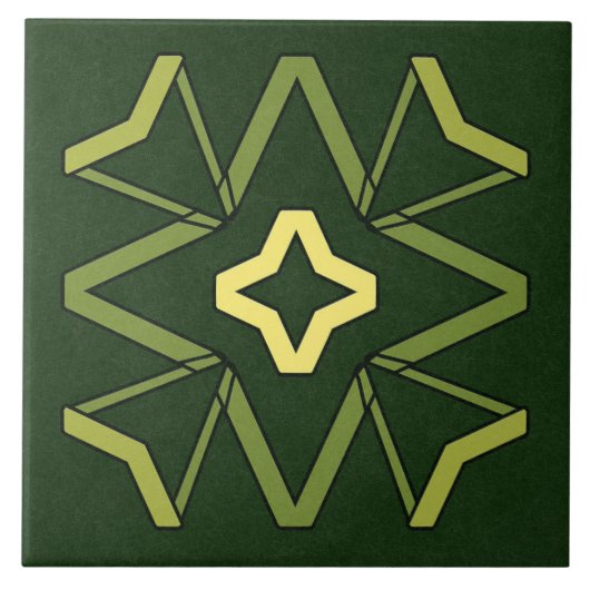 Keramische Tegel - Geel en groen getextureerd Patr Tegeltje (Voorkant)