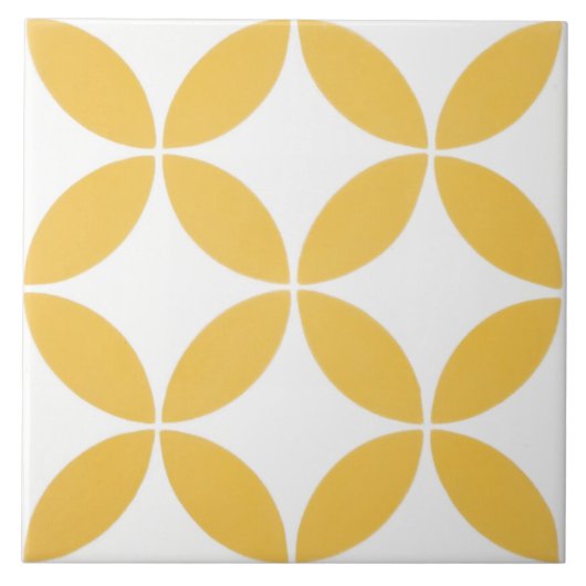 Keramische tegel - Geel en Wit Modern Patroon Tegeltje (Voorkant)