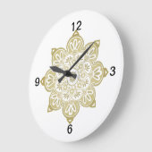 Keramische tegel, geel medaillon op wit grote klok (Hoek)