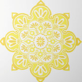 Keramische tegel, geel medaillon op wit tegeltje