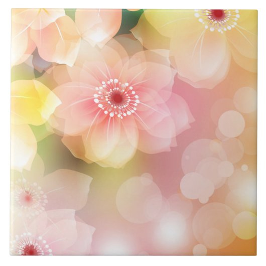 Keramische tegel - Geel Roze hechte hedendaagse Tegeltje (Voorkant)