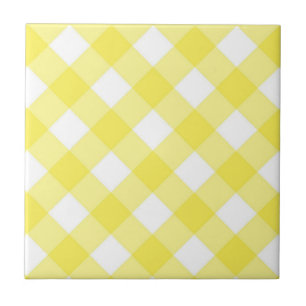 Keramische tegel geel & witte streep vierkant tegeltje