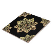 Keramische tegel, Gele Medallion op zwart Tegeltje (Zijkant)