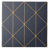 Keramische tegel - Geometrisch goud en Blauw Patro Tegeltje (Voorkant)
