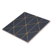 Keramische tegel - Geometrisch goud en Blauw Patro Tegeltje (Zijkant)