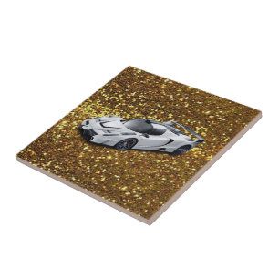 Keramische Tegel Gold Car Tegeltje