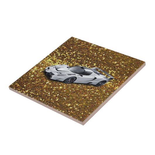 Keramische Tegel Gold Car Tegeltje (Zijkant)