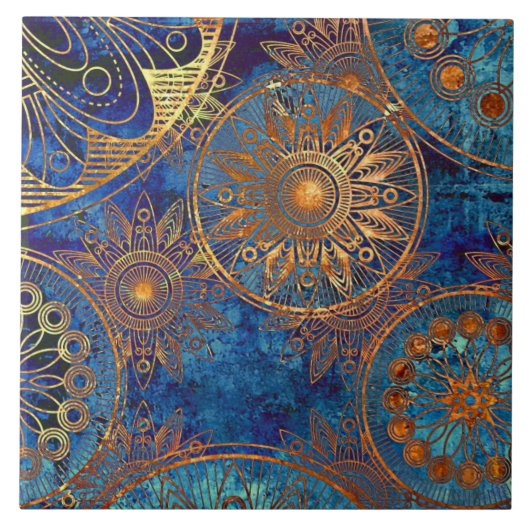 Keramische tegel - gouden wielen tegeltje (Voorkant)