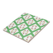 Keramische Tegel Groene Streep Bloemen Tegeltje (Zijkant)