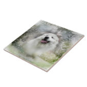 Keramische Tegel Grote Pyreneeën Winter Scene Tegeltje (Zijkant)