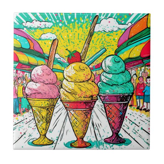 Keramische Tegel Ice Cream Acryl Wall Tegel Art Tegeltje (Voorkant)