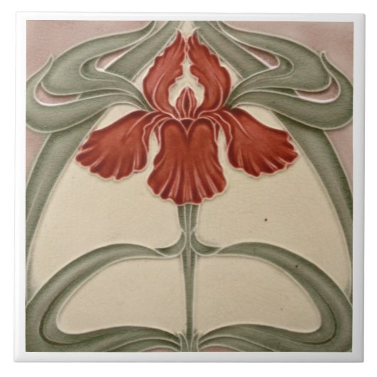 Keramische Tegel - Iris Art Nouveau Floral Sinaasa Tegeltje (Voorkant)