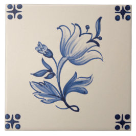 Keramische tegel - Ivory & Blue floral Tile Tegeltje
