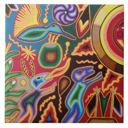 Keramische tegel - kleurrijk Mexicaans tegelpatroo Tegeltje (Voorkant)