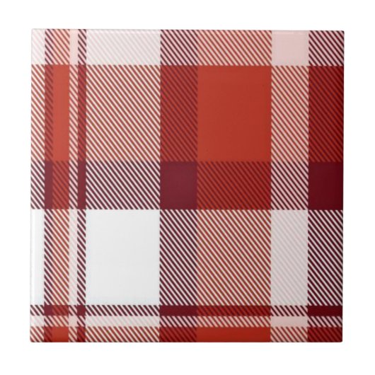 Keramische Tegel Kleurrijke Kleuren Rood Plaid Tegeltje (Voorkant)