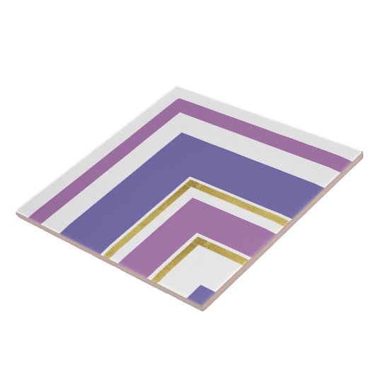 Keramische tegel - Lila met Gold Split Corner Tegeltje (Zijkant)