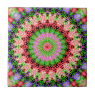 Keramische Tegel Mandala rond patroon kaleidoscoop Tegeltje
