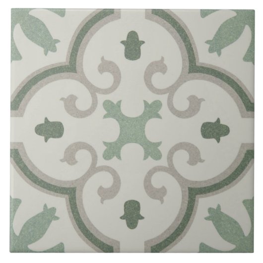 Keramische Tegel - Marokkaans groen beige Tegeltje (Voorkant)