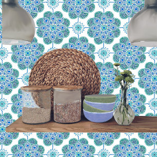 Keramische Tegel met blauw en groen Tegeltje