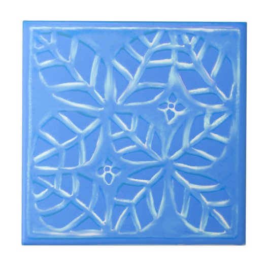 Keramische tegel met blauw Gestileerde Ovaat Blade Tegeltje (Voorkant)