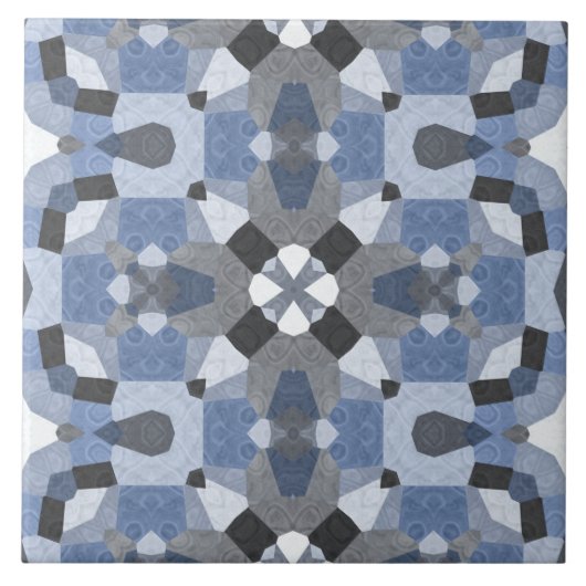 keramische tegel met blauwe caleidoscoop tegeltje (Voorkant)