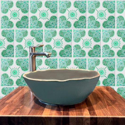 Keramische Tegel met herhalend groen ontwerp Tegeltje