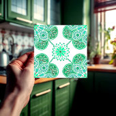 Keramische Tegel met herhalend groen ontwerp Tegeltje