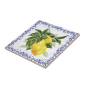 Keramische Tegel met Lemons Blue Toile Tegeltje (Zijkant)