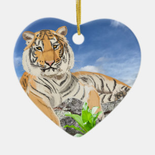 Keramische tegel met liggende tijger keramisch orn ornament