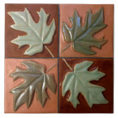 Keramische Tegel met vier esdoornbladeren Tegeltje (Voorkant)