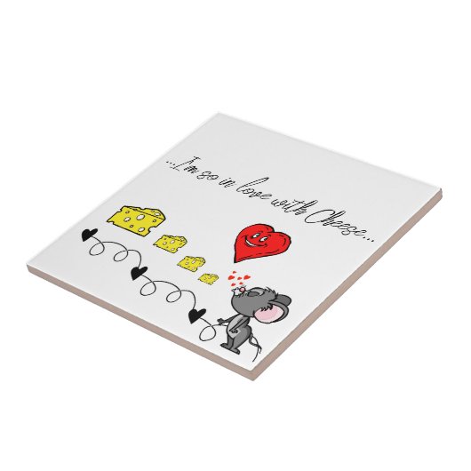 Keramische Tegel Mice Cheese Pizza Pizzeria Love Tegeltje (Zijkant)