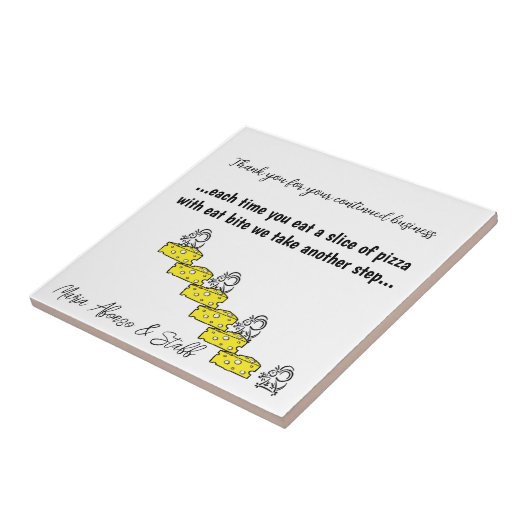 Keramische Tegel Mice Cheese Pizza Pizzeria Tegeltje (Zijkant)