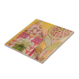 Keramische tegel - Mixed Media huis Tegeltje