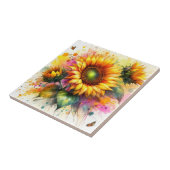 Keramische Tegel - Mooie Zonnebloemen, Kunst Tegeltje (Zijkant)