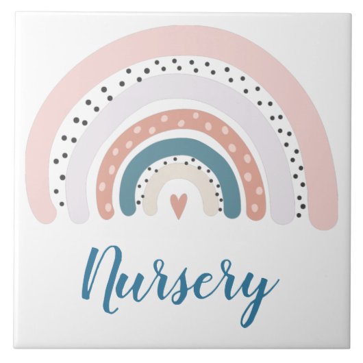 Keramische Tegel - Nursery Modern Rainbow Polka Do Tegeltje (Voorkant)